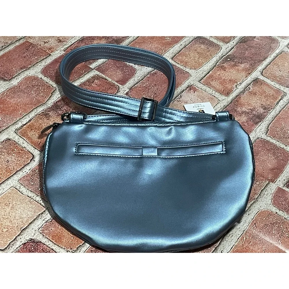 Lug Tumble Crossbody Belt Bag Metallic Blue Moon Wave Quilted NWT